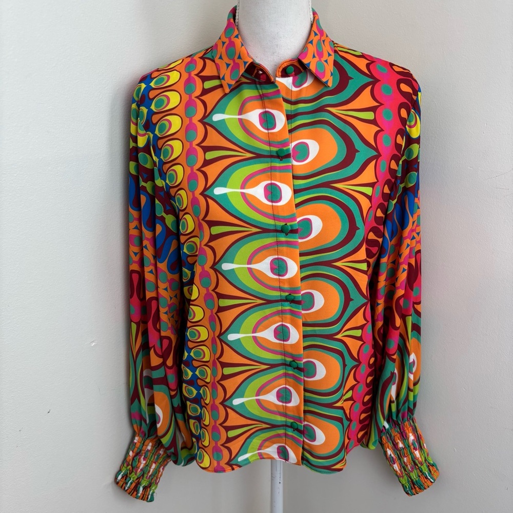 ALEXIS Multicolor Patterned Blouse Size Small - image 2